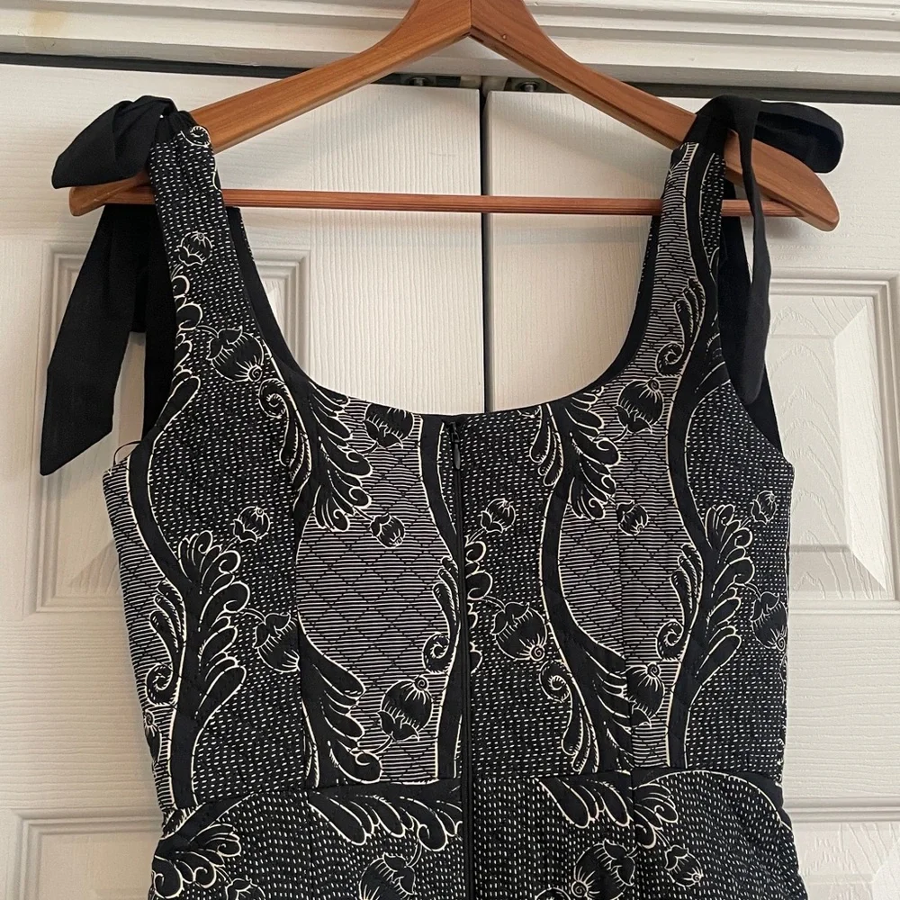 Antonio Melani x Jennifer Sumko Schawn Scroll Print Quilting Square Neck Dress 0